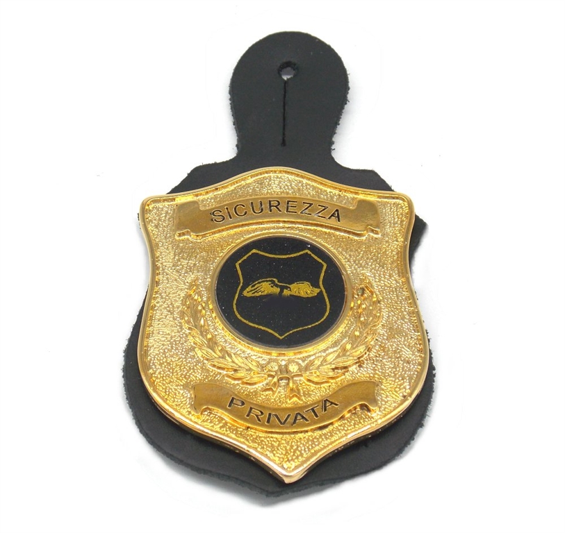Placca fregio Sicurezza Privata con supporto cuoio