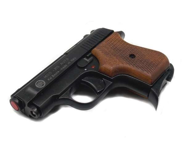 Pistola Bruni a salve 315 auto calibro 8 mm guancette in legno Top Firing - immagine 2