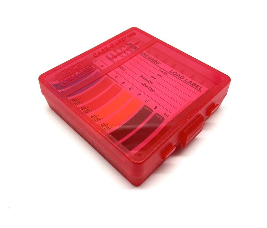 Scatola MTM in plastica rossa 100 colpi porta munizioni calibro 9 mm
