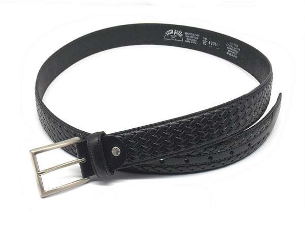 Cintura Delfiero in pelle nera intrecciata