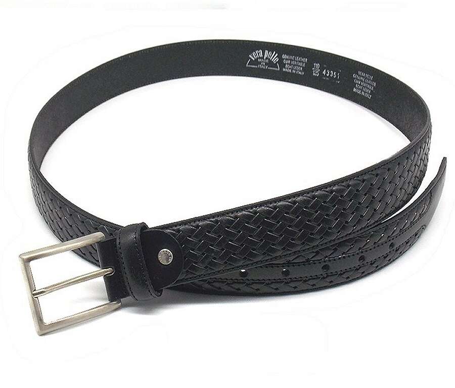Cintura Delfiero in pelle nera intrecciata