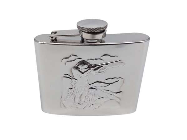 Fiaschetta inox cacciatore con cane 6 once