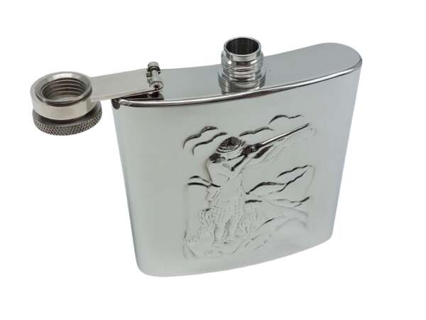 Fiaschetta inox cacciatore con cane 6 once - immagine 2