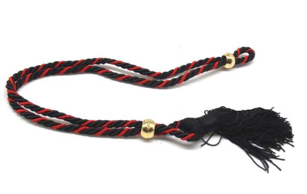 Cordoncino per calendario nero e rosso con palline dorate 32 cm - immagine 2