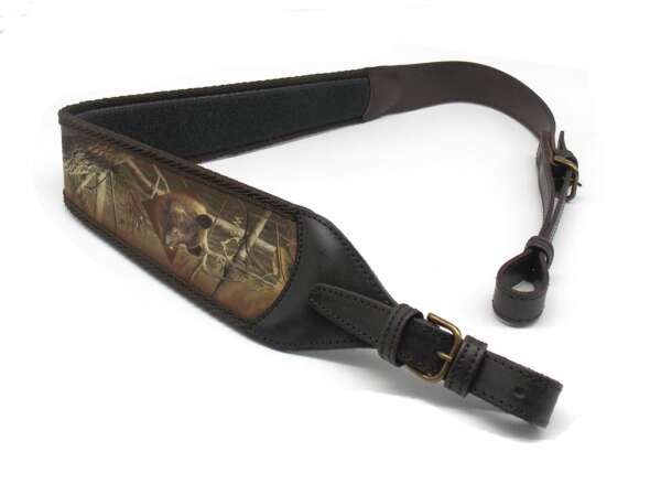 Bretella Wild Zone in cuoio e neoprene marrone per carabina