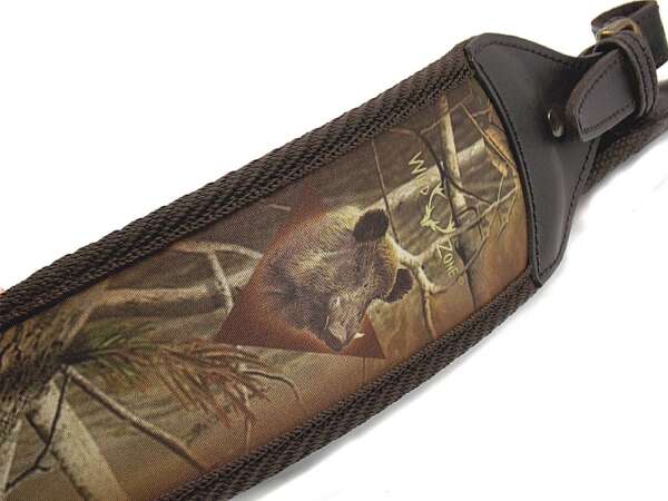 Bretella Wild Zone in cuoio e neoprene marrone per carabina - immagine 3