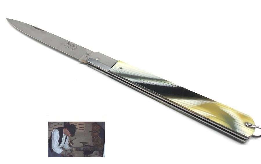 Coltello scannabecchi siciliano 32 cm con testina in acciaio