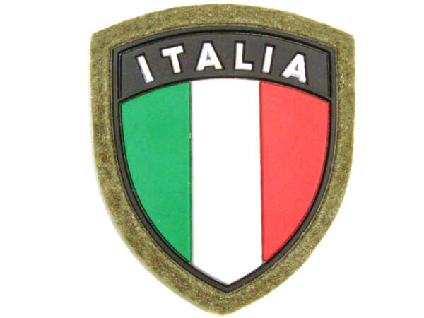 DEFCON 5 SCUDETTO ITALIA IN GOMMA CON SFONDO VERDE MILITARE