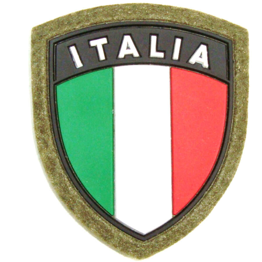 DEFCON 5 SCUDETTO ITALIA IN GOMMA CON SFONDO VERDE MILITARE