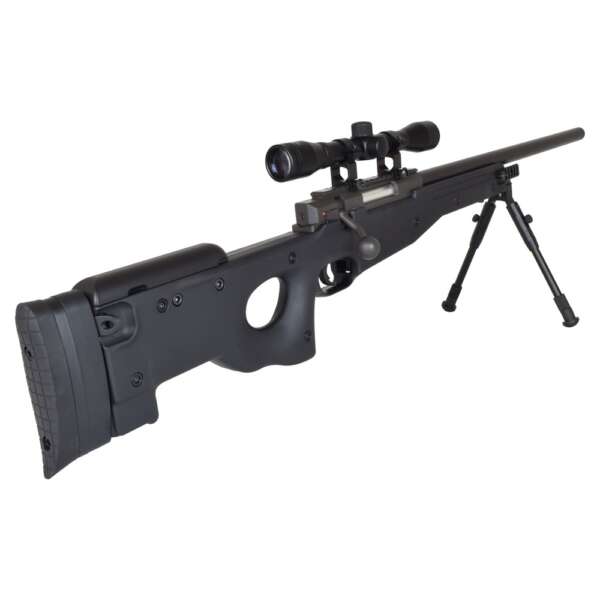 FUCILE WELL SNIPER A MOLLA CON BIPIEDE, CANNOCCHIALE 4X32 E MOLLA NERA (MB01BB-OKIT)