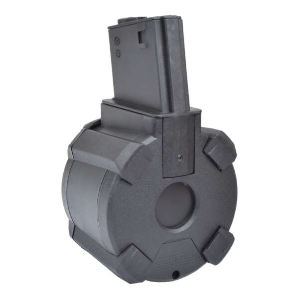 A&K CARICATORE DRUM 1200 COLPI PER SERIE M4 NERO (B90-1C BK) - immagine 2