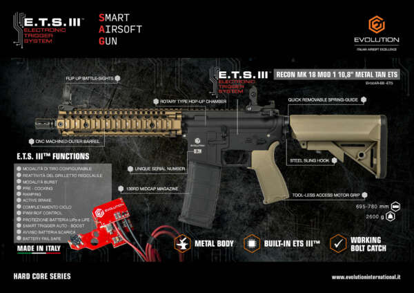 EVOLUTION RECON MK18 MOD. 1 10.8"  BRONZE ETS III FULL METAL - immagine 2