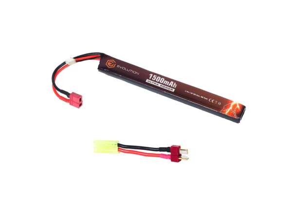 EVOLUTION LI-PO ULTRA POWER 7.4V 1500MAH 20C - 40C PEAK WITH T- PLUG + ADAPTER (MM 15X19X167)