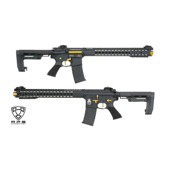M4 BOAR COMPETITION KEYMOD  BLOWBACK BLACK/GOLD ASR118 RS-2 BOAR APS (APS-AP-118-B)