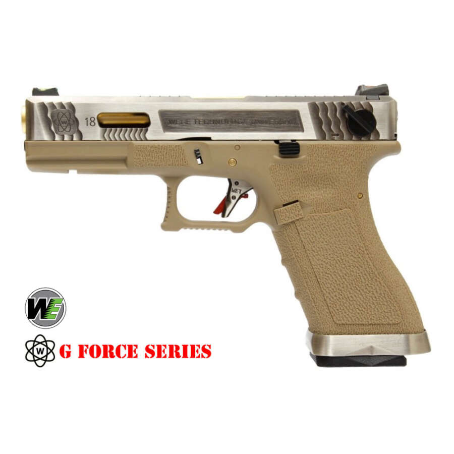 WE PISTOLA GAS G18 E FORCE TAN SCARELLANTE SILVER/GOLD (WG02WET-4)