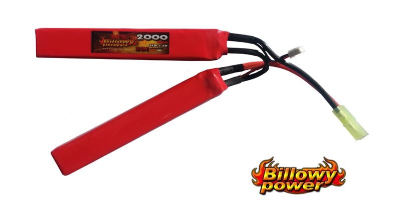 BATTERIA LIPO BILLOWY 7,4V - 2000mAH 20C per CQB