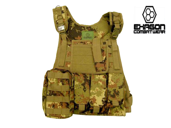 EXAGON GILET TATTICO VEGETATO PROFESSIONALE CON 6 TASCHE  (EX-V21) - VEGETATO ITALIANO