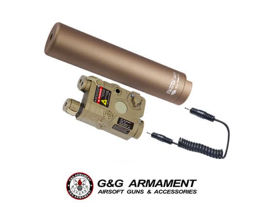 G&G M.I.T. MILITARY INTELLIGENCE TRACER UNIT + LASER PEQ 15 TAN