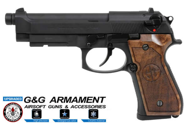 G&G M9 BLACK WALNUT WOOD GRIP FULL METAL  (GG-M92-GP2W)