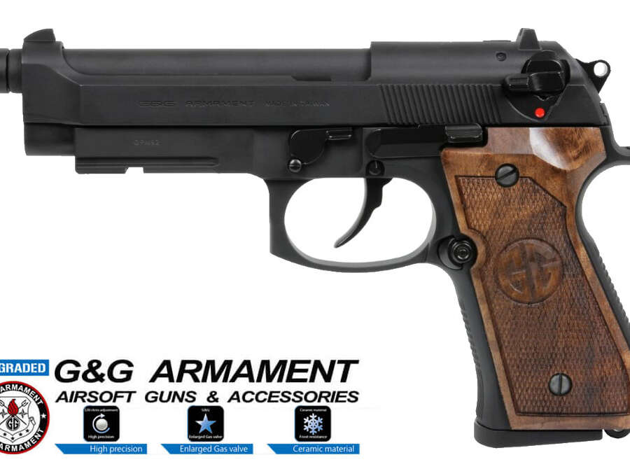 G&G M9 BLACK WALNUT WOOD GRIP FULL METAL  (GG-M92-GP2W)