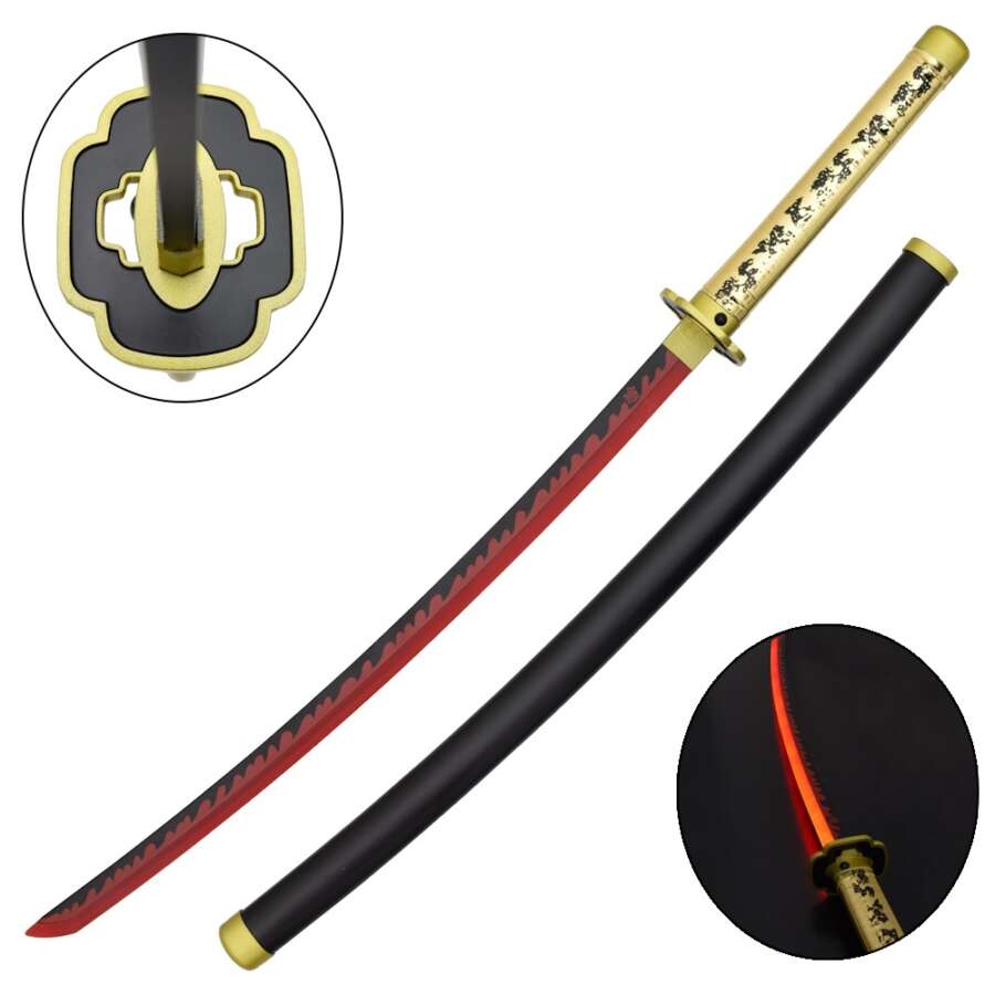 KATANA ORNAMENTALE CON ILLUMINAZIONE LED VERSIONE BAMBOO (ZS672GDWD-LS)