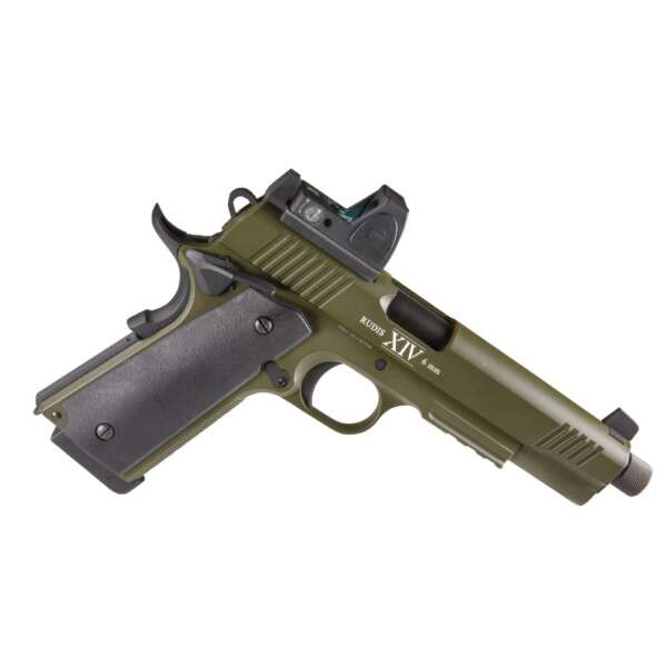 PISTOLA A CO2 RUDIS MAGNA XIV 1911 OLIVE C/RED DOT SECUTOR - immagine 4