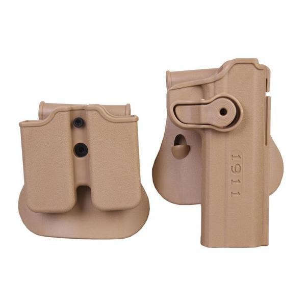 SET FONDINA E PORTA CARICATORE PER SERIE GLOCK TAN (BD-6100T)