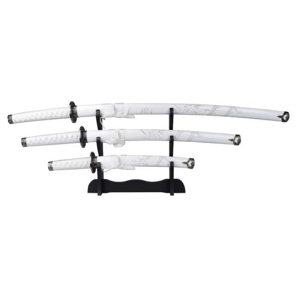 SET ORNAMENTALE KATANA-WAKIZASHI-TANTO BIANCO (ZS 574SET) - immagine 6
