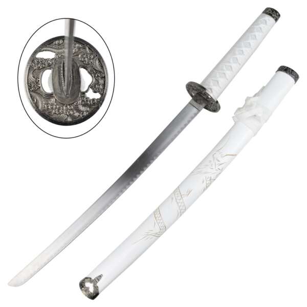 SET ORNAMENTALE KATANA-WAKIZASHI-TANTO BIANCO (ZS 574SET) - immagine 3