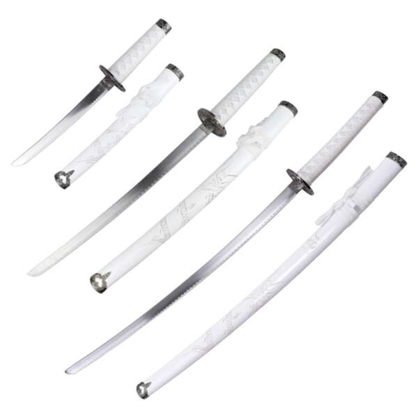 SET ORNAMENTALE KATANA-WAKIZASHI-TANTO BIANCO (ZS 574SET) - immagine 4