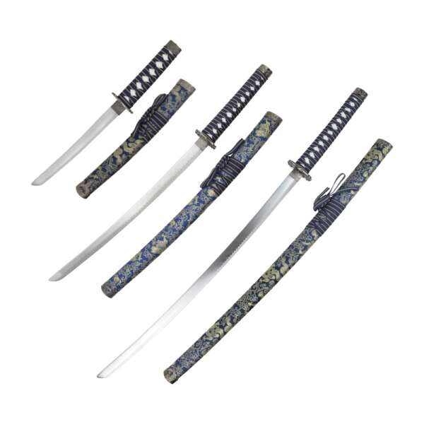 SET ORNAMENTALE KATANA-WAKIZASHI-TANTO (JL029 SET BLU) - immagine 4
