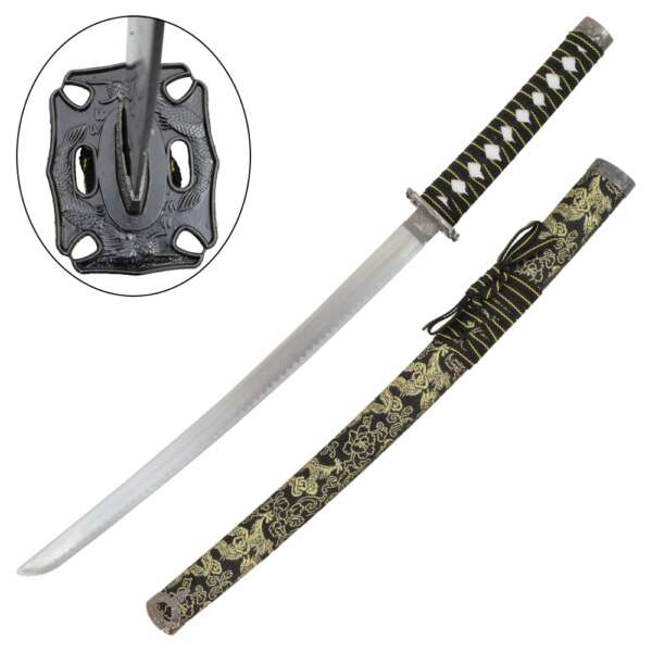SET ORNAMENTALE KATANA-WAKIZASHI-TANTO (JL029 SET NERO) - immagine 4