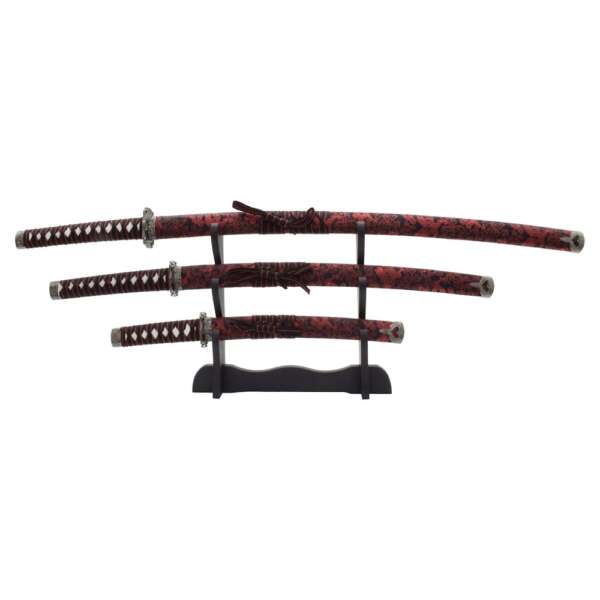 SET ORNAMENTALE KATANA-WAKIZASHI-TANTO (JL029SET ROSSO) - immagine 3