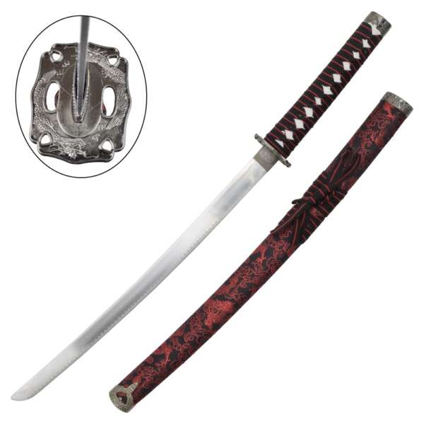 SET ORNAMENTALE KATANA-WAKIZASHI-TANTO (JL029SET ROSSO) - immagine 4