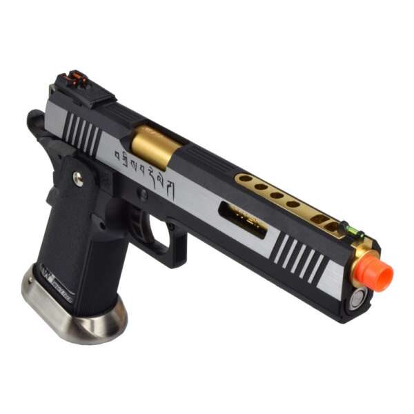 WE PISTOLA A GAS HI-CAPA 6.0 I-REX FORCE SILVER / GOLD BARREL (WH18-2TGD) - immagine 3