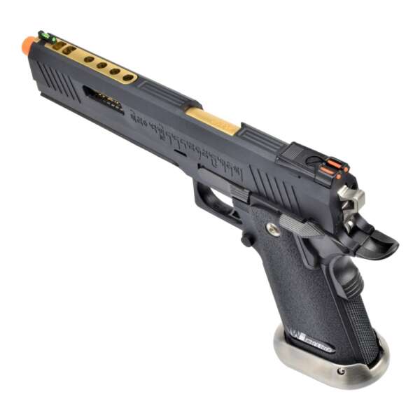 WE PISTOLA A GAS HI-CAPA 6.0 I-REX FORCE NERA / GOLD BARREL (WH18-BKGD) - immagine 4