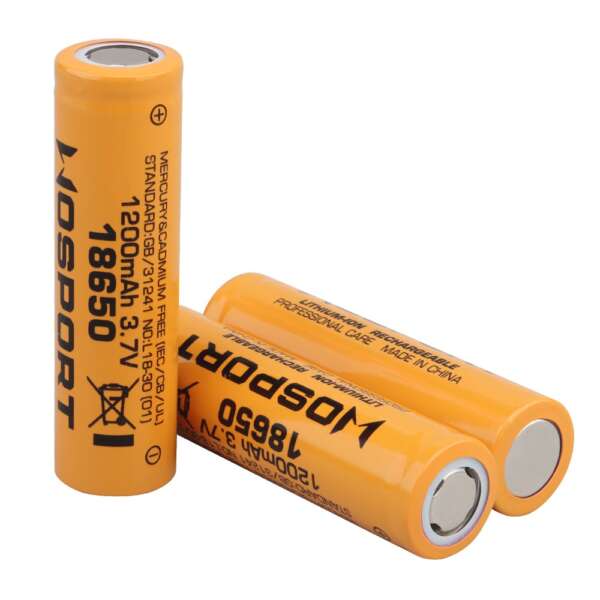 WOSPORT BATTERIE RICARICABILI 18650 Li-ION 3.7V x 1200mAh - 3 PEZZI (WO-EX049) - immagine 5
