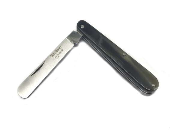 Coltello rasolino siciliano corno scuro 1424 cm 17