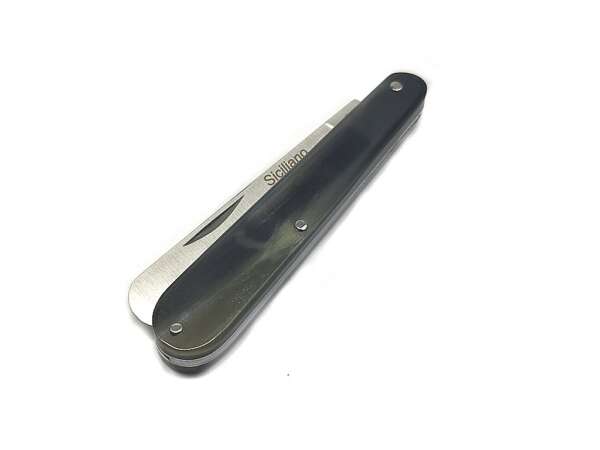 Coltello rasolino siciliano corno scuro 1424 cm 17 - immagine 2