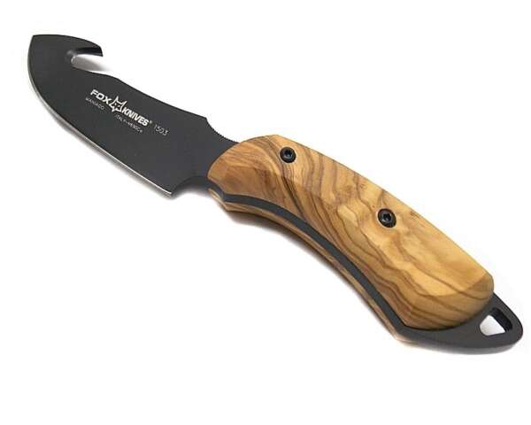 Coltello Fox da scuoio lama 10 cm e manico in olivo con scuoiatore - immagine 2