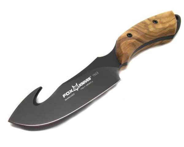 Coltello Fox da scuoio lama 10 cm e manico in olivo con scuoiatore - immagine 3