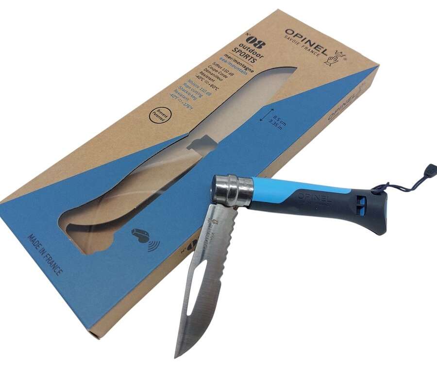 Coltello Opinel outdoor numero 8 manico grigio e celeste
