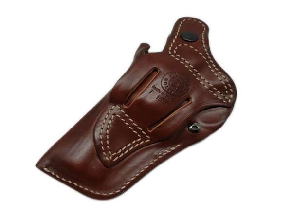Fondina Vega in cuoio T168 per revolver SW 2,5 3 pollici castello N 44 magnum - MARRONE-DX - immagine 2