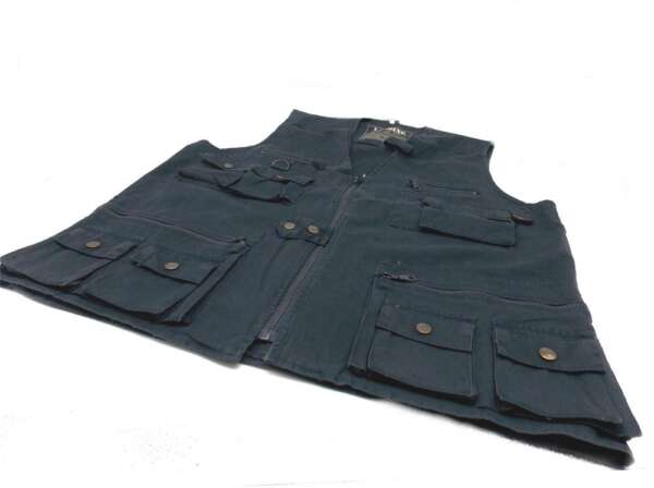 Gilet Landing multitasche in cotone blu - L