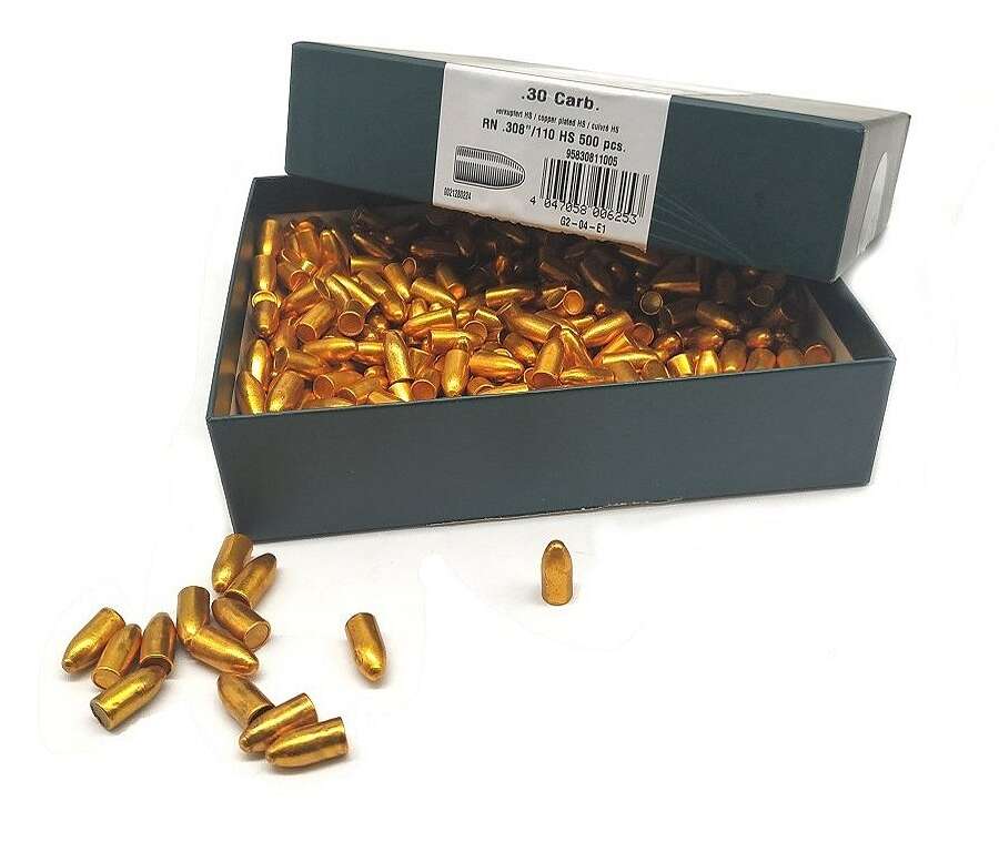 Palla HN in piombo ramato ogivale calibro 30 carabina 308 Winchester