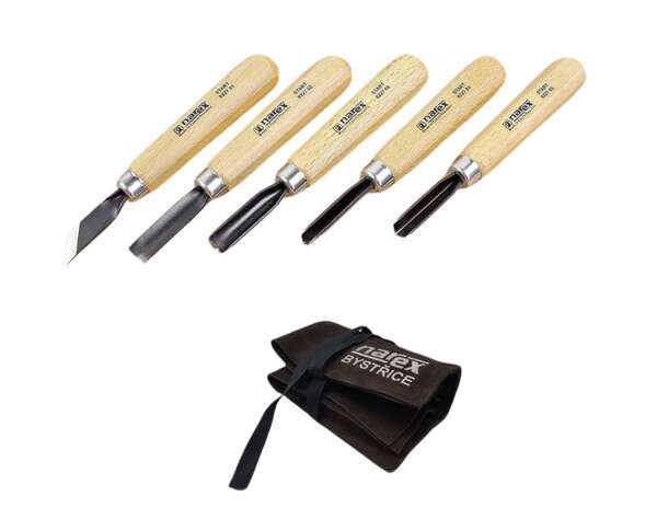 Narex Set di Scalpelli per intaglio scultura Legno 5 pz con custodia - immagine 2
