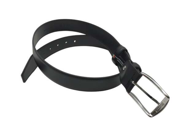 Cintura Italiana Delfiero Elegant in Pelle Nera 35 mm con Fibbia Nikel Free satinata - 120 - immagine 2