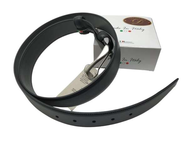 Cintura Italiana Delfiero Elegant in Pelle Nera 35 mm con Fibbia Nikel Free satinata - 120 - immagine 3