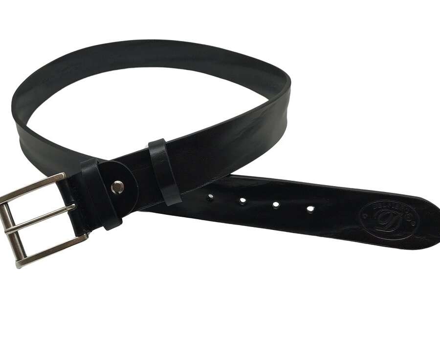 Cintura Italiana Delfiero Overs Vintage in Cuoio Extra Colore Nero 40 mm con fibbia in Ottone Argento - 130