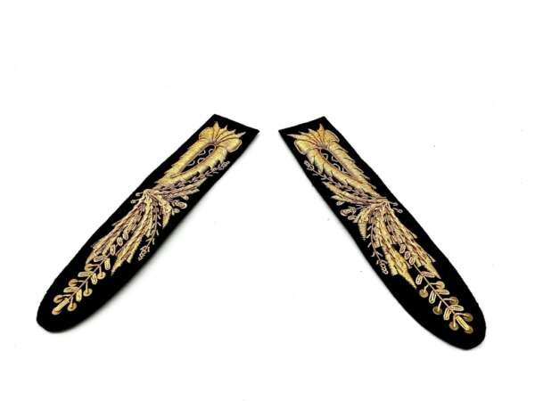 Alamari con fiorame per ufficiale da giacca dorati 16 cm panno blu